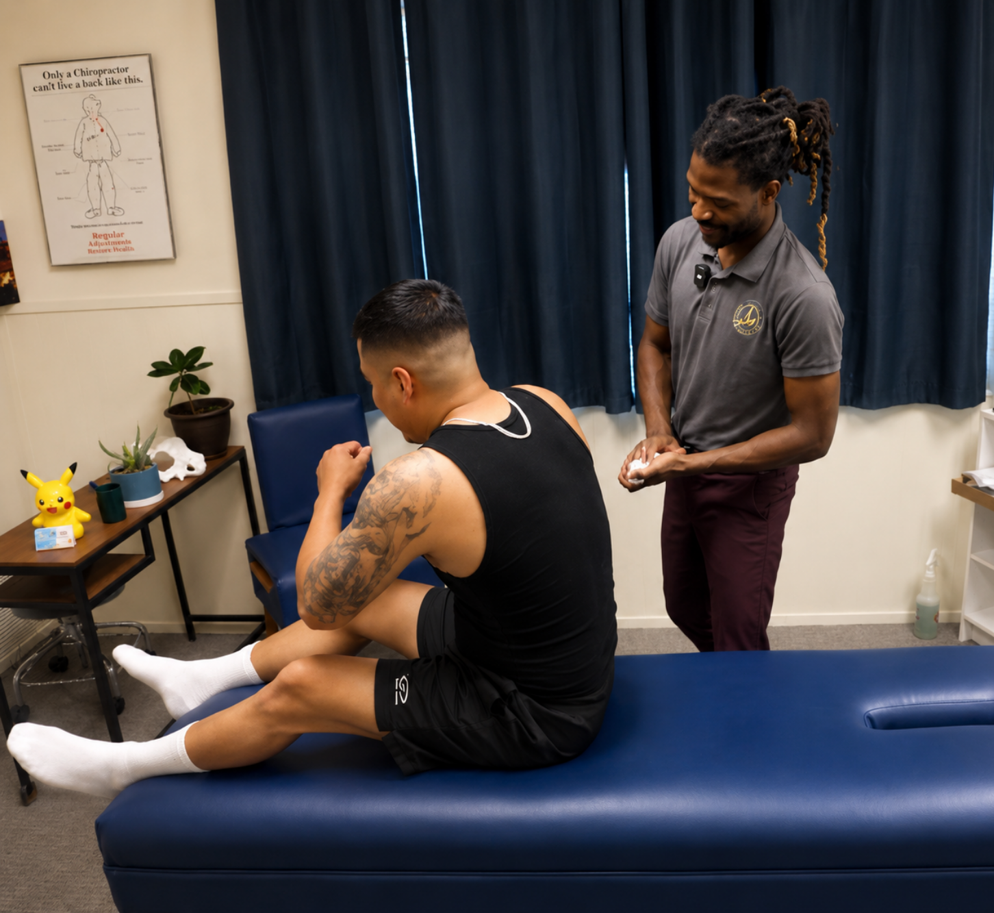 Dr. Kendell Jack consulting with a patient in the treatment room